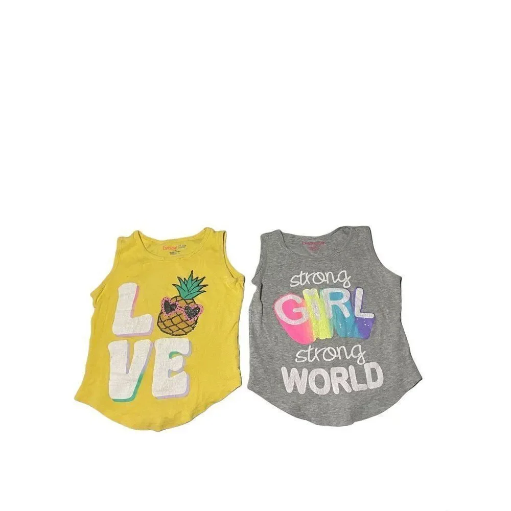 Dreamstar Grey Yellow Sleeveless Strong Girl Love Pullover Tank Set Size Large